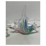 Two Vintage Murona Art Glass Baskets Beautiful!