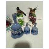 Lot of Bells and Music Boxes: 4 Bells and 2 Bird Music Boxes