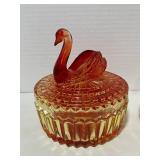 Flash Paint Vintage Swan Covered Dish and Carnival Barrell Bank