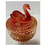 Flash Paint Vintage Swan Covered Dish and Carnival Barrell Bank