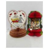 2 Antique 8" Honeycomb Valentines