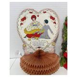 2 Antique 8" Honeycomb Valentines