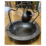 Cute Copper Ewer and Dish 5"