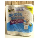 True Living 1000 Sheets Bath Tissue, 4 Rolls  (set of 4)