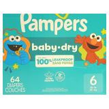 Pampers Baby Dry Ultra Cushiony Diapers, Size 6 (23-44 lbs), 64 Count