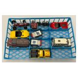 Vintage 24 Miniature Die Cast Car Carrying Case With Misc. Vintage Cars