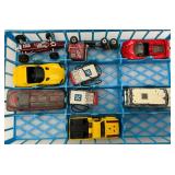 Vintage 24 Miniature Die Cast Car Carrying Case With Misc. Vintage Cars