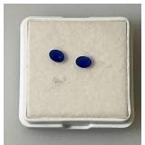GDL Laboratory Natural Blue Sapphire Gemstones (Cuorundum) 4x3MM .30Ct  +/- For 2 Pcs. Oval Cut In Protective Cases