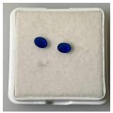 GDL Laboratory Natural Blue Sapphire Gemstones (Cuorundum) 4x3MM .30Ct  +/- For 2 Pcs. Oval Cut In Protective Cases