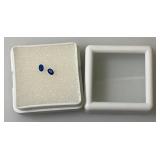 GDL Laboratory Natural Blue Sapphire Gemstones (Cuorundum) 3x2MM .10Ct +/- For 2 Pcs. Oval Cut In Protective Cases