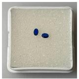GDL Laboratory Natural Blue Sapphire Gemstones (Cuorundum) 3x2MM .10Ct +/- For 2 Pcs. Oval Cut In Protective Cases