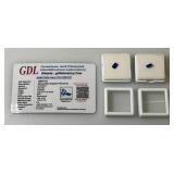 GDL Laboratory Natural Blue Sapphire Gemstones (Cuorundum) 6x4MM .80Ct  +/- For 2 Pcs. Emerald Cut In Protective Cases