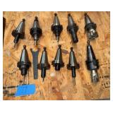 (10) CNC CV40 assorted tool holders with cutters & drills for milling