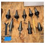 (10) CNC CV40 assorted tool holders with cutters & drills for milling