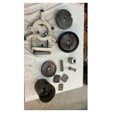 LATHE steady rest, lathe faceplate, and gears