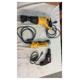 DEWALT grinder and sawzall, and Drill Master drill