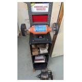 6" BENCH Buffer on stand, Buffalo 6" Bench grinder  with polishing kit & other items on stand