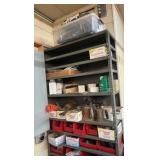 SHELF Unit full of hardware. Shelf is  H 87” x L 3’ x D 1’