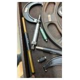 RADIUS gage set; Starrett micrometers; calipers