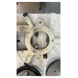 LATHE steady rest, lathe faceplate, and gears