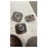 LATHE steady rest, lathe faceplate, and gears