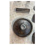 LATHE steady rest, lathe faceplate, and gears