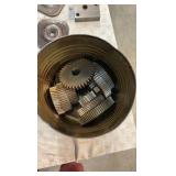 LATHE steady rest, lathe faceplate, and gears