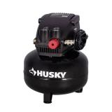 Husky 3 Gal. 120 PSI Portable Electric Oil-Free Light Duty Pancake Air Compressor with Fold Down Handle and 1-Quick Coupler