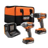 RIDGID 18V Cordless 2-Tool Combo Kit with Drill/Driver, Impact Driver, (2) 2.0 Ah Batteries, and Charger