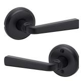 Kwikset Trafford Matte Black Reversible Round Straight Hall/Closet Door Handle