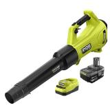 RYOBI ONE+ HP 18V Brushless Whisper Series 130 MPH 450 CFM Cordless Battery Leaf Blower with 4.0 Ah Battery and Charger