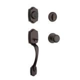 Kwikset Belleview and Cove Venetian Bronze Entry Door Knob Handleset and Single Cylinder Deadbolt feat. SmartKey and Microban