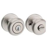 Kwikset Juno Satin Nickel Entry Door Knob Featuring SmartKey Security with Microban Antimicrobial Technology