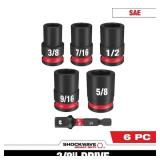 Milwaukee SHOCKWAVE 3/8 in. Drive SAE Standard 6 Point Impact Socket Set (6-Piece)