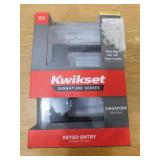 Kwikset Singapore Square Matte Black Keyed Entry Door Handle with Microban Featuring SmartKey Security