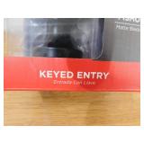 Kwikset Pismo Round Matte Black Exterior Entry Door Knob Featuring SmartKey Security with Microban Antimicrobial Technology