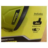 RYOBI ONE+ HP 18V Brushless Whisper Series 130 MPH 450 CFM Cordless Battery Leaf Blower with 4.0 Ah Battery and Charger