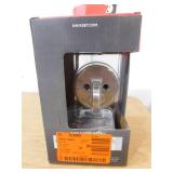 Uptown Low Profile Satin Nickel Single Cylinder Round Contemporary Deadbolt featuring SmartKey Security