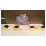 Vintage Burwood Products set of 4 bunny rabbit wall pocket holders, and Precious momements easter sign