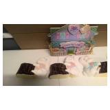 Vintage Burwood Products set of 4 bunny rabbit wall pocket holders, and Precious momements easter sign