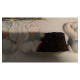 Vintage Burwood Products set of 4 bunny rabbit wall pocket holders, and Precious momements easter sign