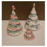 Precious Moments Figurine vintage set of light up xmas trees