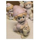 Precious Moments Figurine Vintage Clown Set = Item#B0007 "All aboard for Birthday Club Fun", Item#B0011, Item#456020, item#163708, and Item#B0012