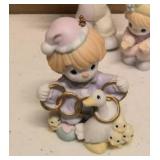 Precious Moments Figurine Vintage Clown Set = Item#B0007 "All aboard for Birthday Club Fun", Item#B0011, Item#456020, item#163708, and Item#B0012