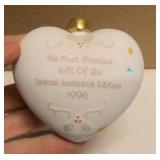 Precious Moments Figurine Vintage Ornaments Item#142700, 529206, Xmas stocking, 1994 ornament, 1996 ornament