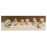 Precious Moments Figurine Vintage Ornaments Item#272949, 104515, 520489, "1996 Owl", 520403, "small sheep", and 520454