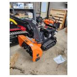 34" Stand-On Gas-Powered Snow Blower, Dual Stage, Rubber Track, LED Light, 50â Throwing Distance