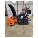34" Stand-On Gas-Powered Snow Blower, Dual Stage, Rubber Track, LED Light, 50â Throwing Distance