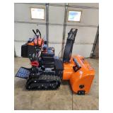 34" Stand-On Gas-Powered Snow Blower, Dual Stage, Rubber Track, LED Light, 50â Throwing Distance