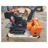 34" Stand-On Gas-Powered Snow Blower, Dual Stage, Rubber Track, LED Light, 50â Throwing Distance